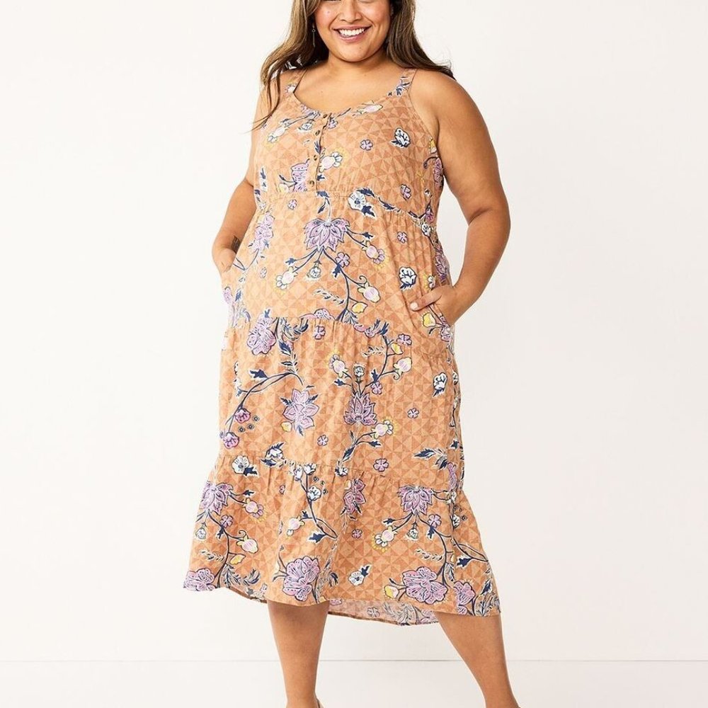 Sonoma Linen Tiered Maxi Dress 4X